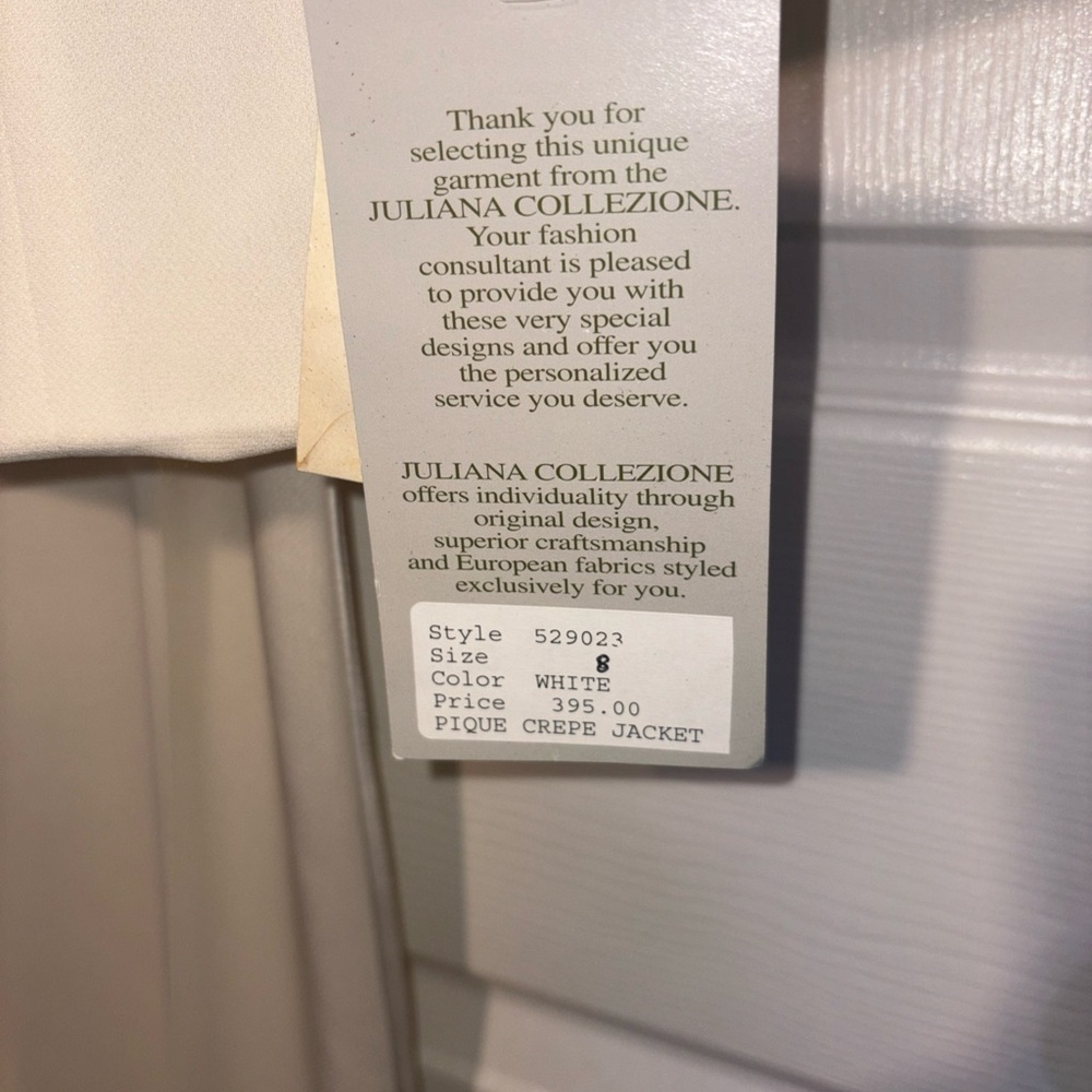 Juliana Collezione White Pique Crepe Jacket